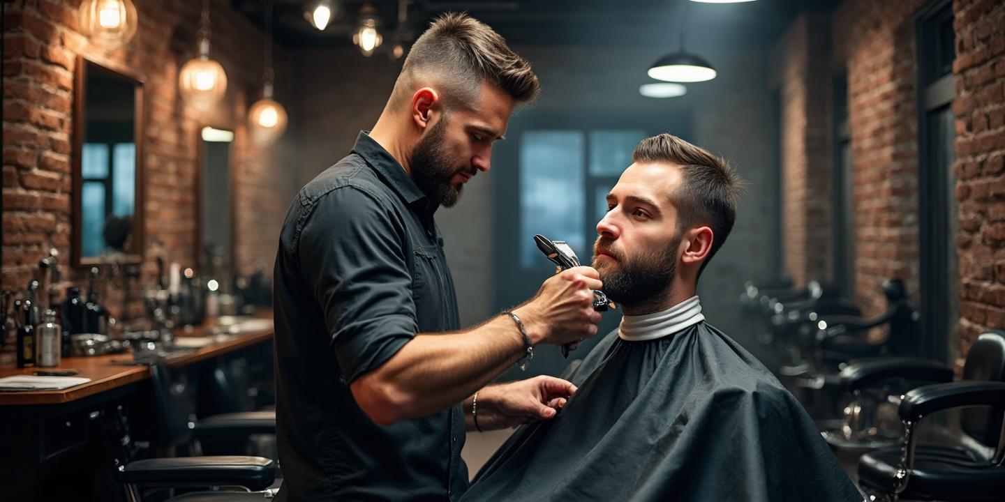 Barbeiro cortando cabelo